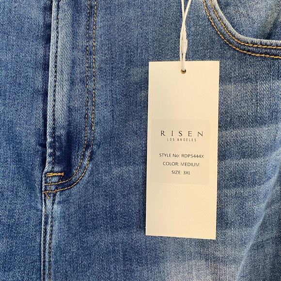 Risen Jeans Womens Size 3XL Medium Wash Straight Leg High Rise Stretch - Picture 4 of 9